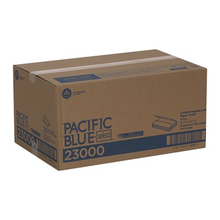 Pacific Blue C-Fold Paper Towels, 2 Ply, White, 1440 PK 23000